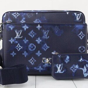 LOUIS VUITTON Monogram Ink Watercolor Trio Messenger Bag Blue